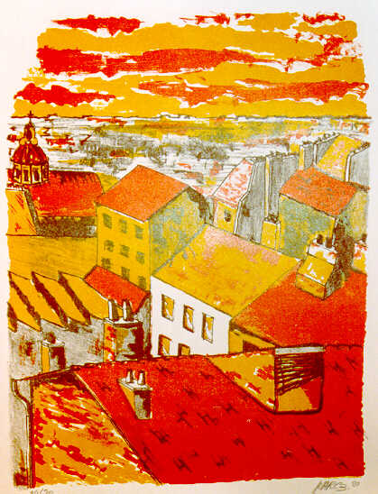 Roofs at Sunset - Marc Bergundthal, 1990